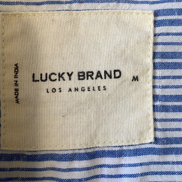 Lucky Brand Womens Cotton Blue/White Stripe Coastal Nautical Casual Shirt-Sz-M - Picture 8 of 16